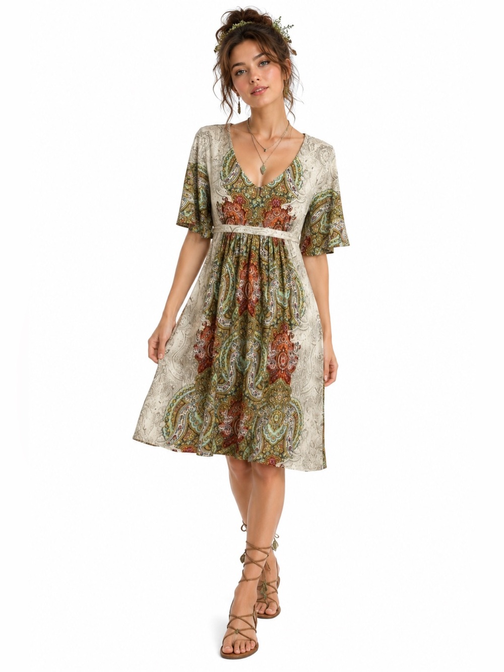 Monroe & Main Paisley Printโ Empire Waist Dress Fairy Boho Cottagecore Small